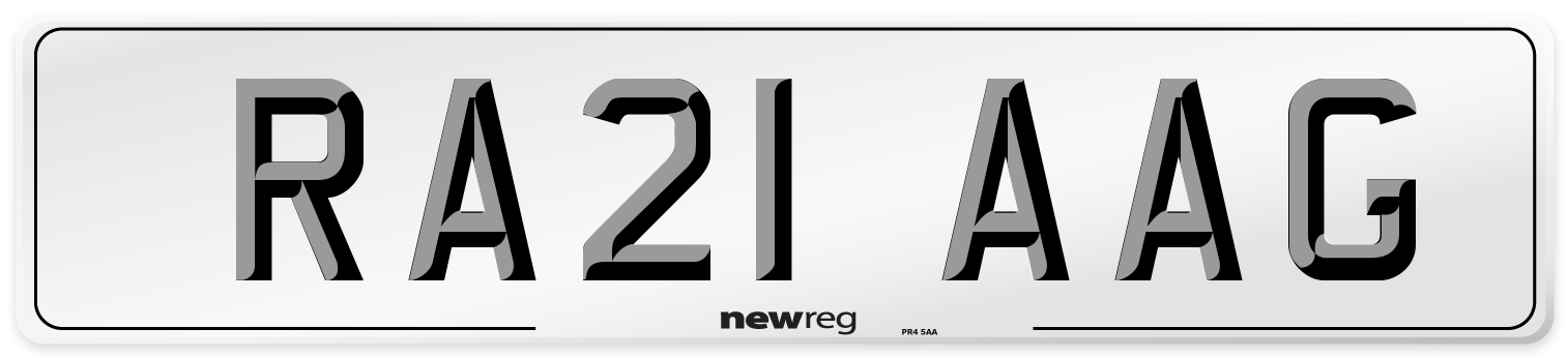 RA21 AAG Number Plate from New Reg